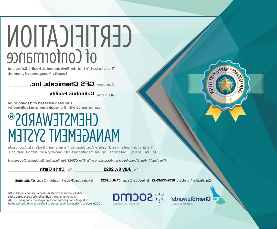 ChemStewards Certificate